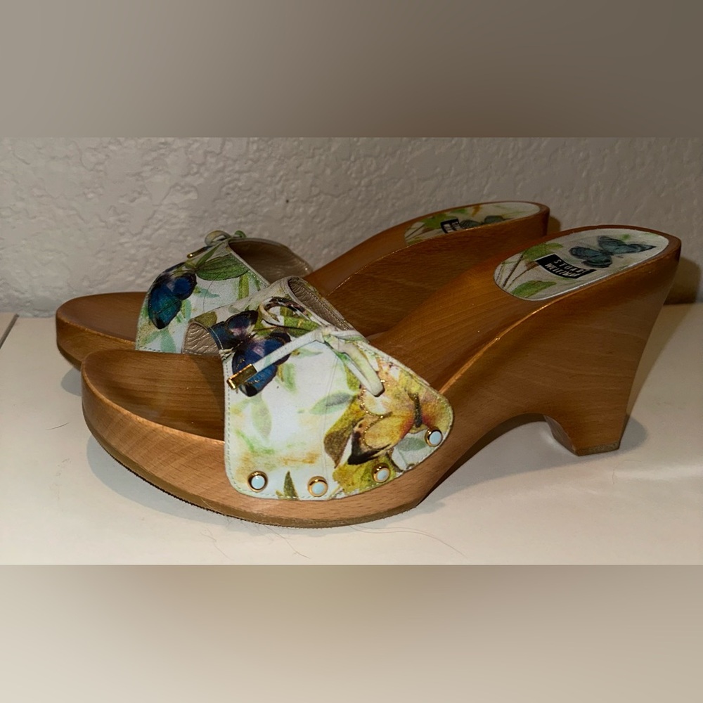 Stuart Weitzman suede Mules with Platform Sole and Bow Detail wedge heel M 9 - Picture 3 of 4